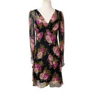 Vintage Y2K Betsey Johnson Floral chiffon Silk dress size 2 with tags!